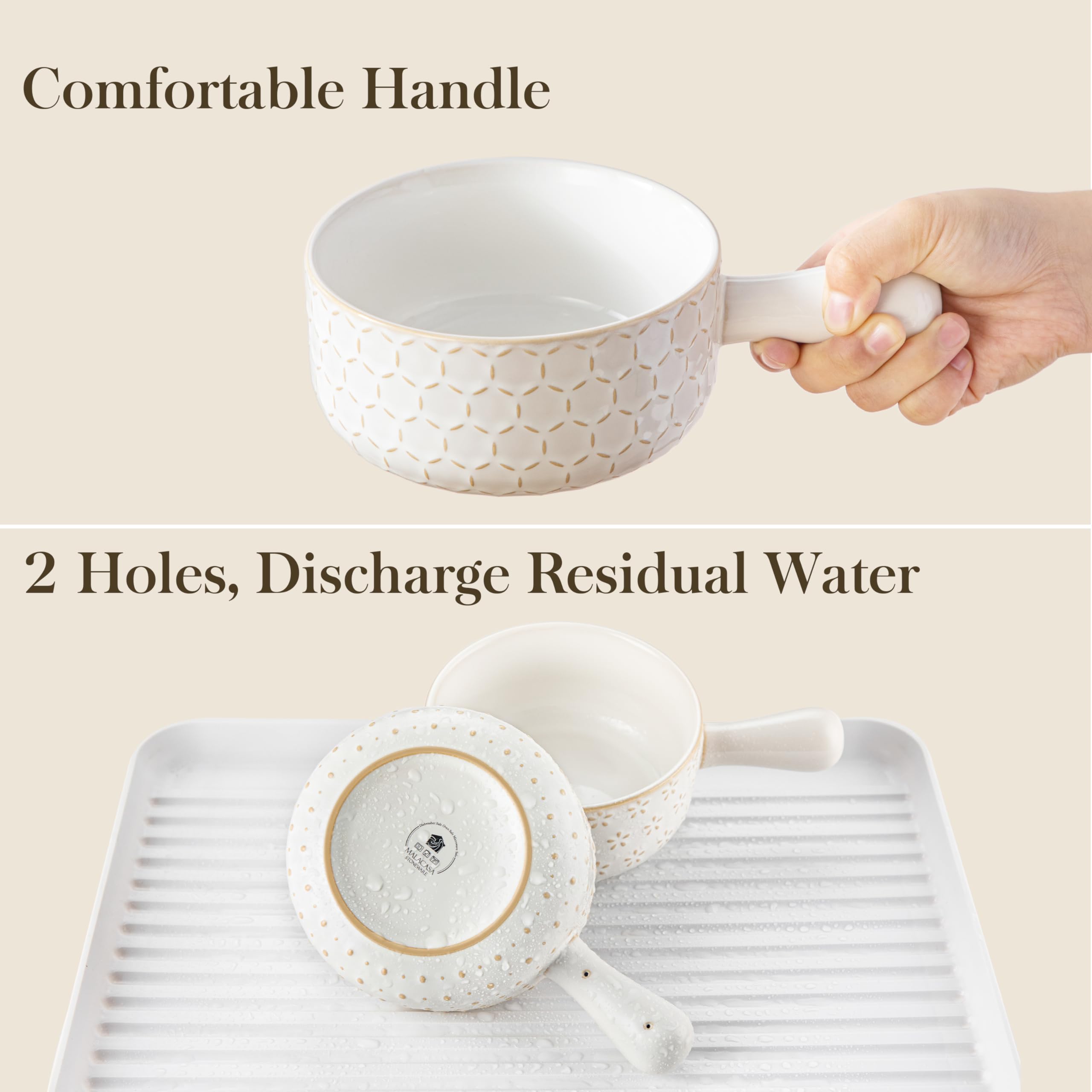 MALACASA Lydia dishwasher-safe bowls for effortless cleanup after meals