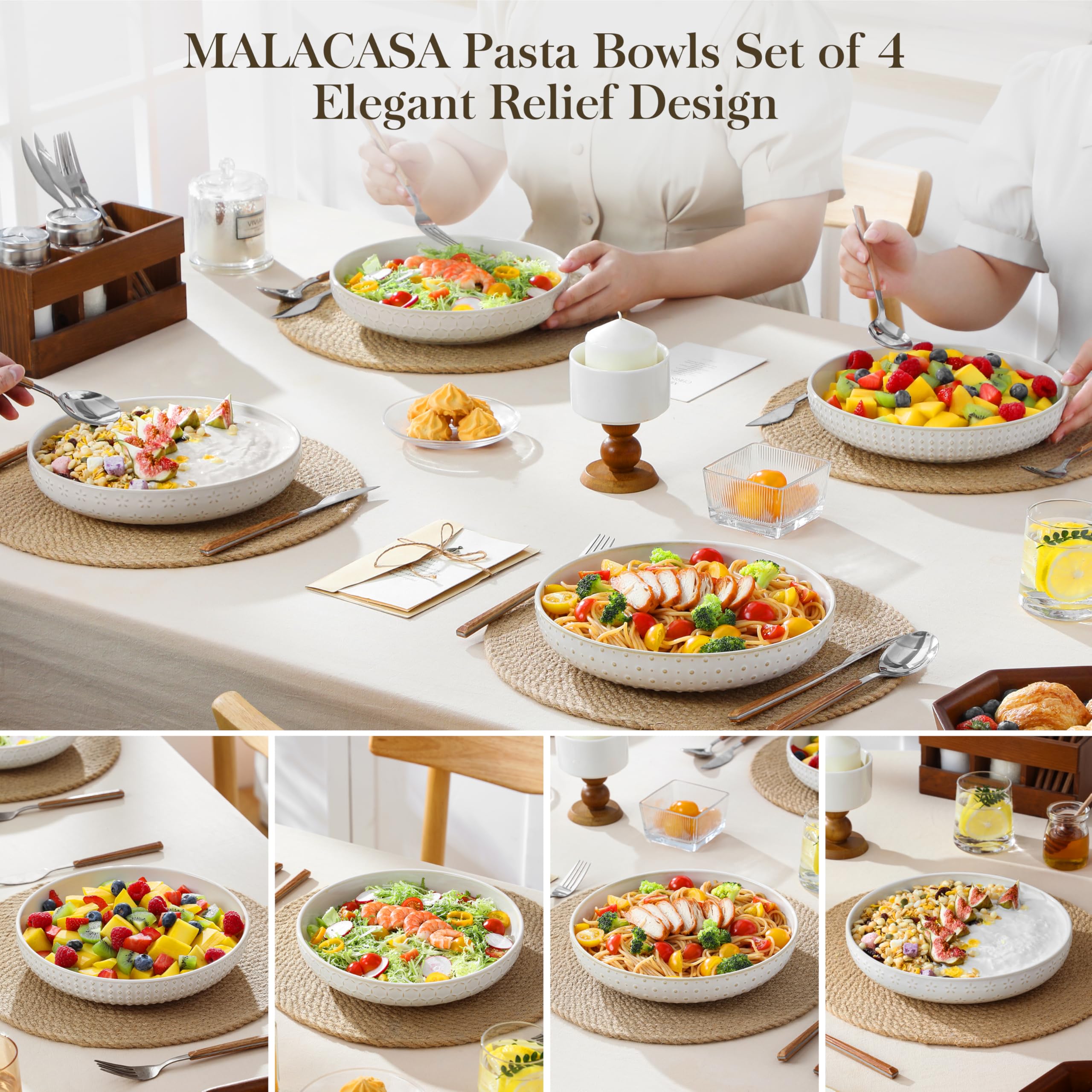 MALACASA LYDIA dishwasher-safe bowls for effortless cleaning
