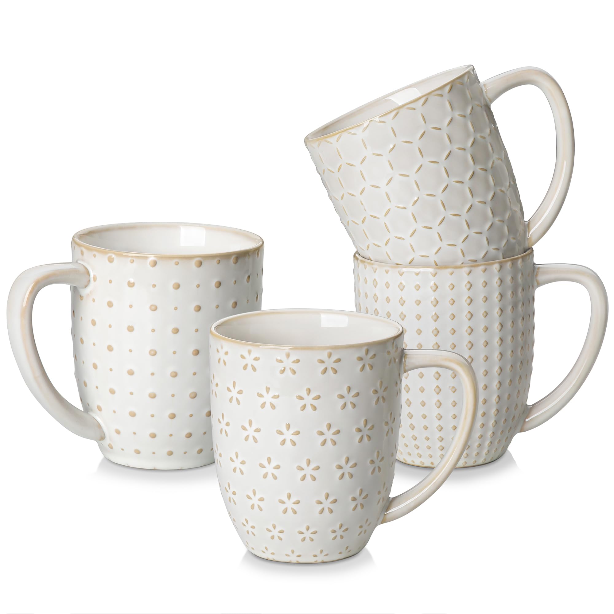 MALACASA Lydia embossed pattern A mug with a raised motif for stylish daily use.