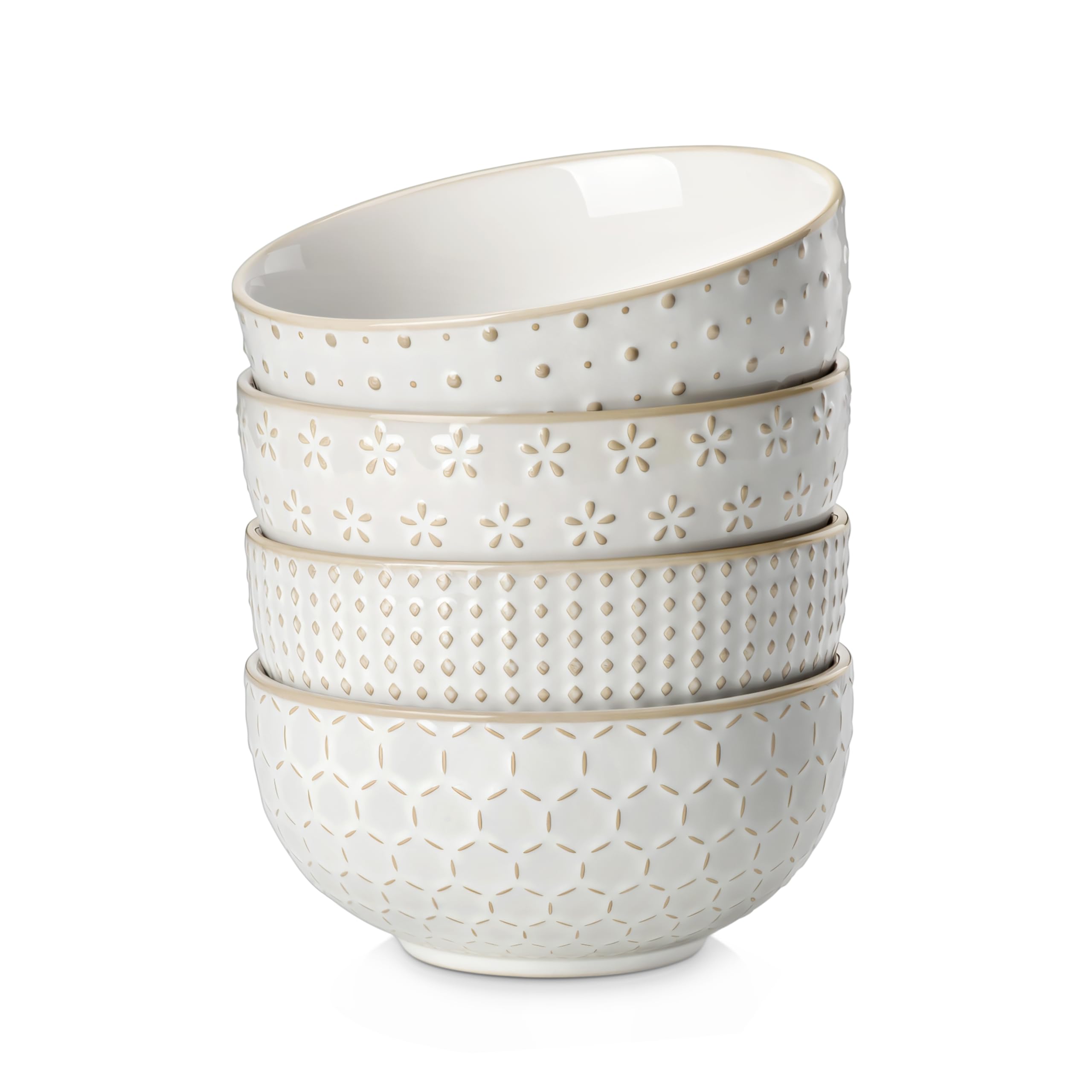 MALACASA Lydia embossed pattern bowl with textured grip for secure handling.