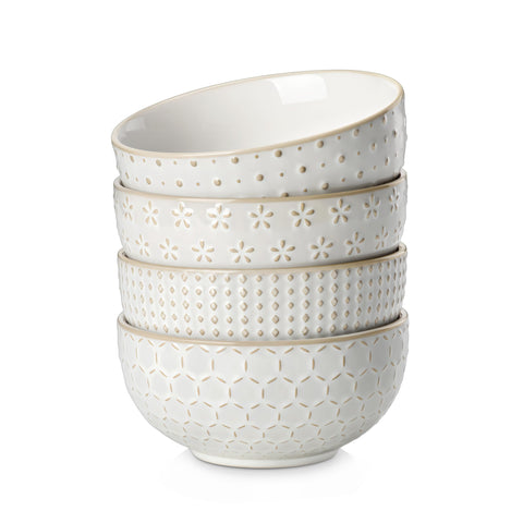 MALACASA Lydia embossed pattern bowl with textured grip for secure handling.