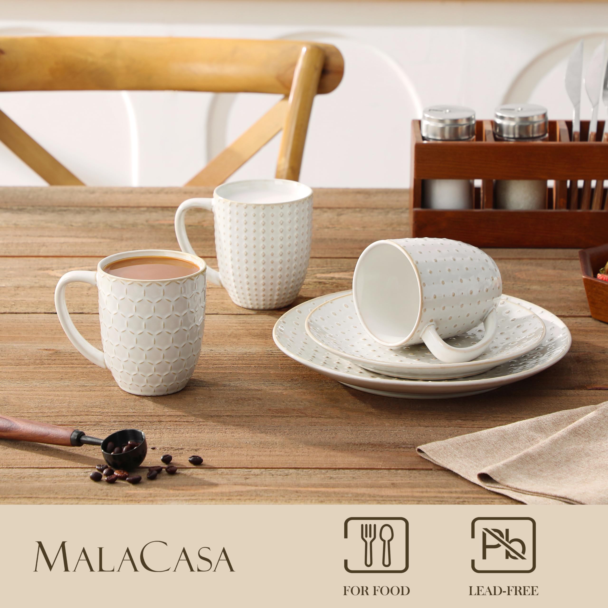 MALACASA Lydia embossed pattern C mug ideal for latte art and warm mornings.