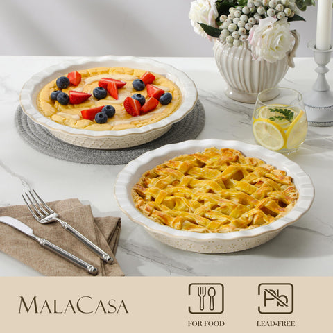 MALACASA Lydia fluted rim with golden lines adds elegant detail.