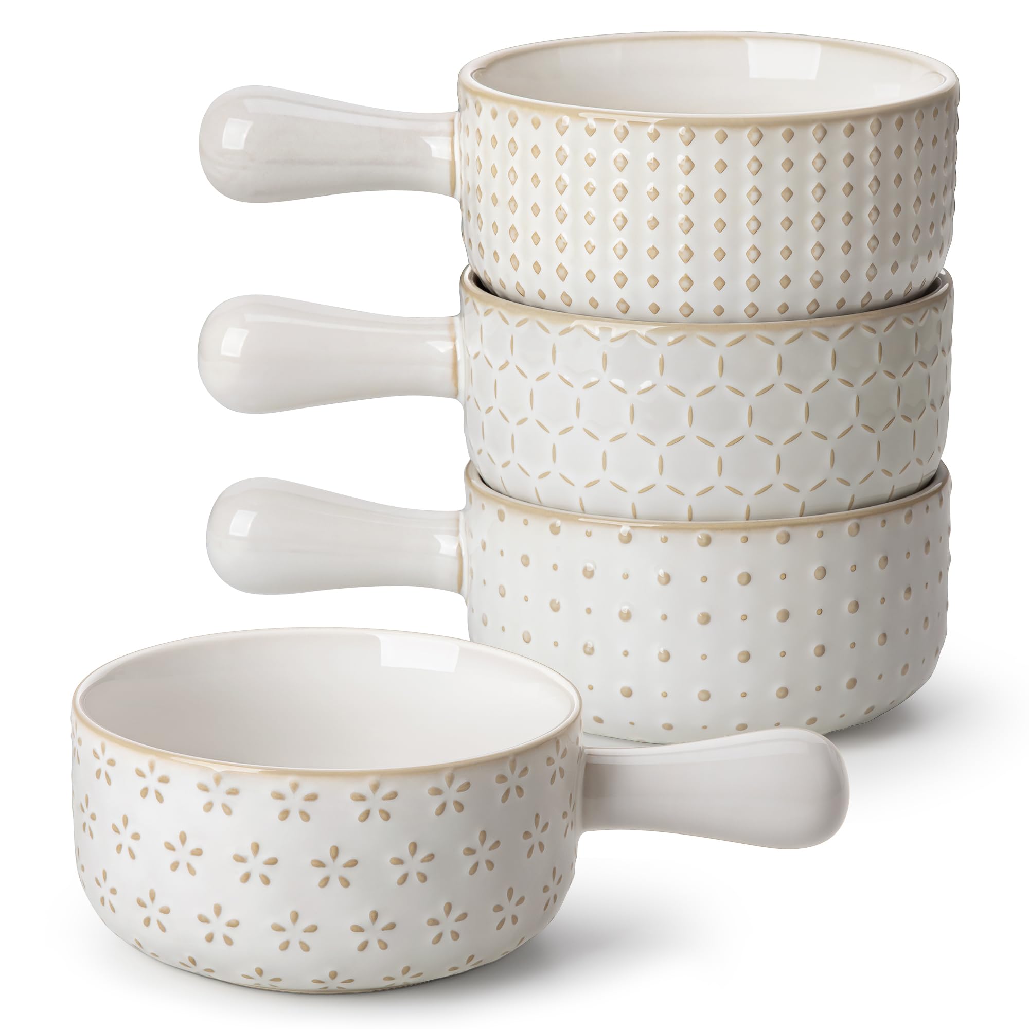 MALACASA Lydia French onion soup bowl with handles, 20 oz, ideal for oven to table service
