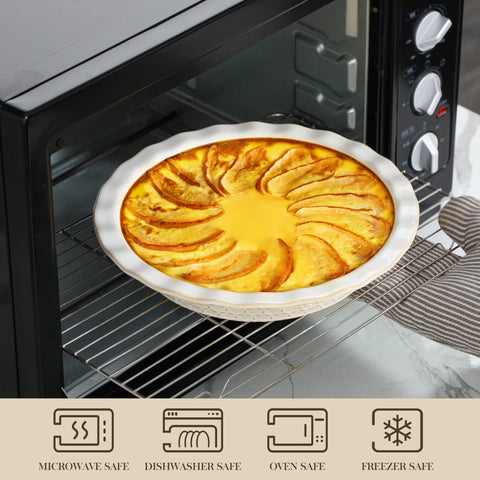 Malacasa Lydia pan demonstrates even heat distribution for golden crusts.