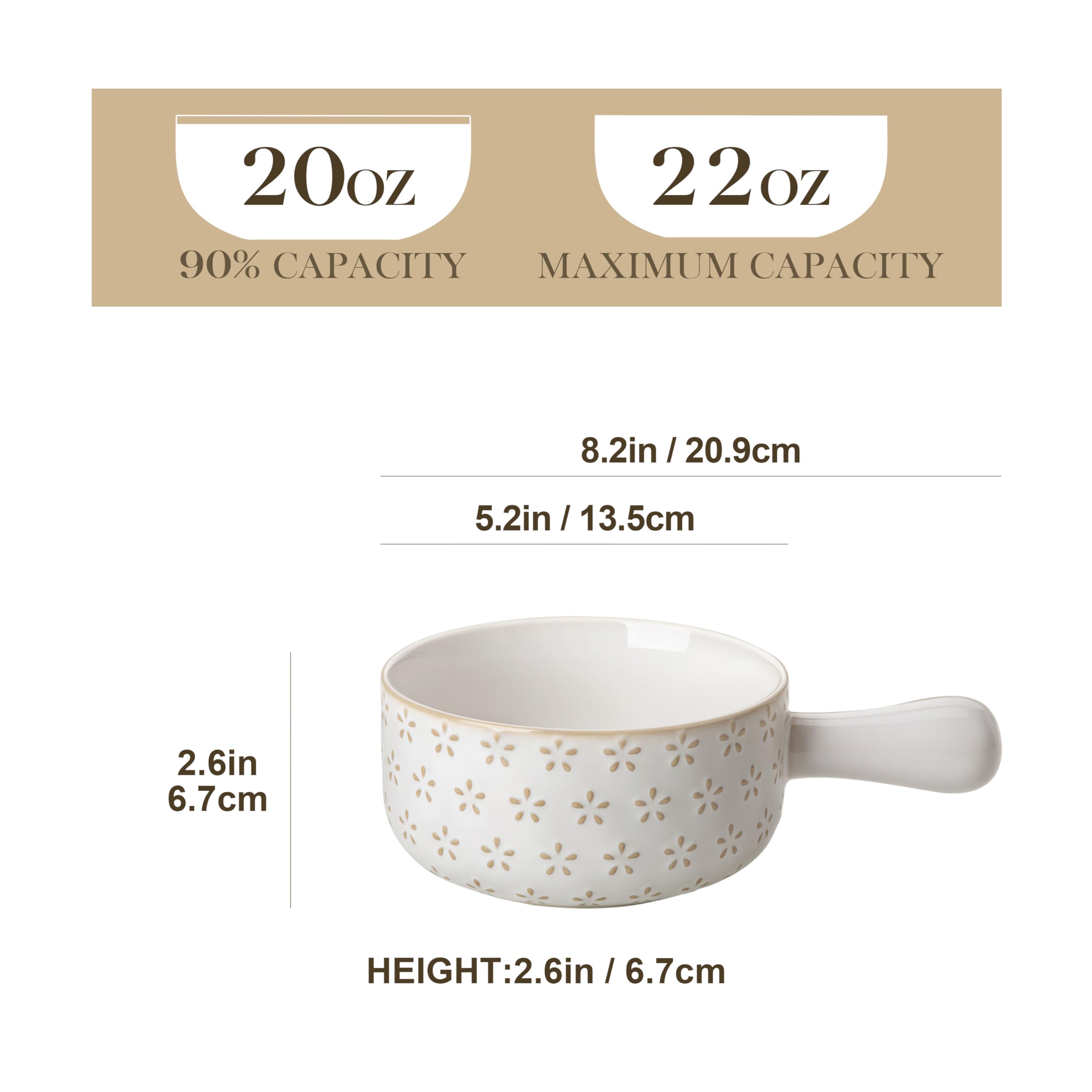 MALACASA Lydia oven-to-table bowl, 20 oz, durable ceramic for hearty meals