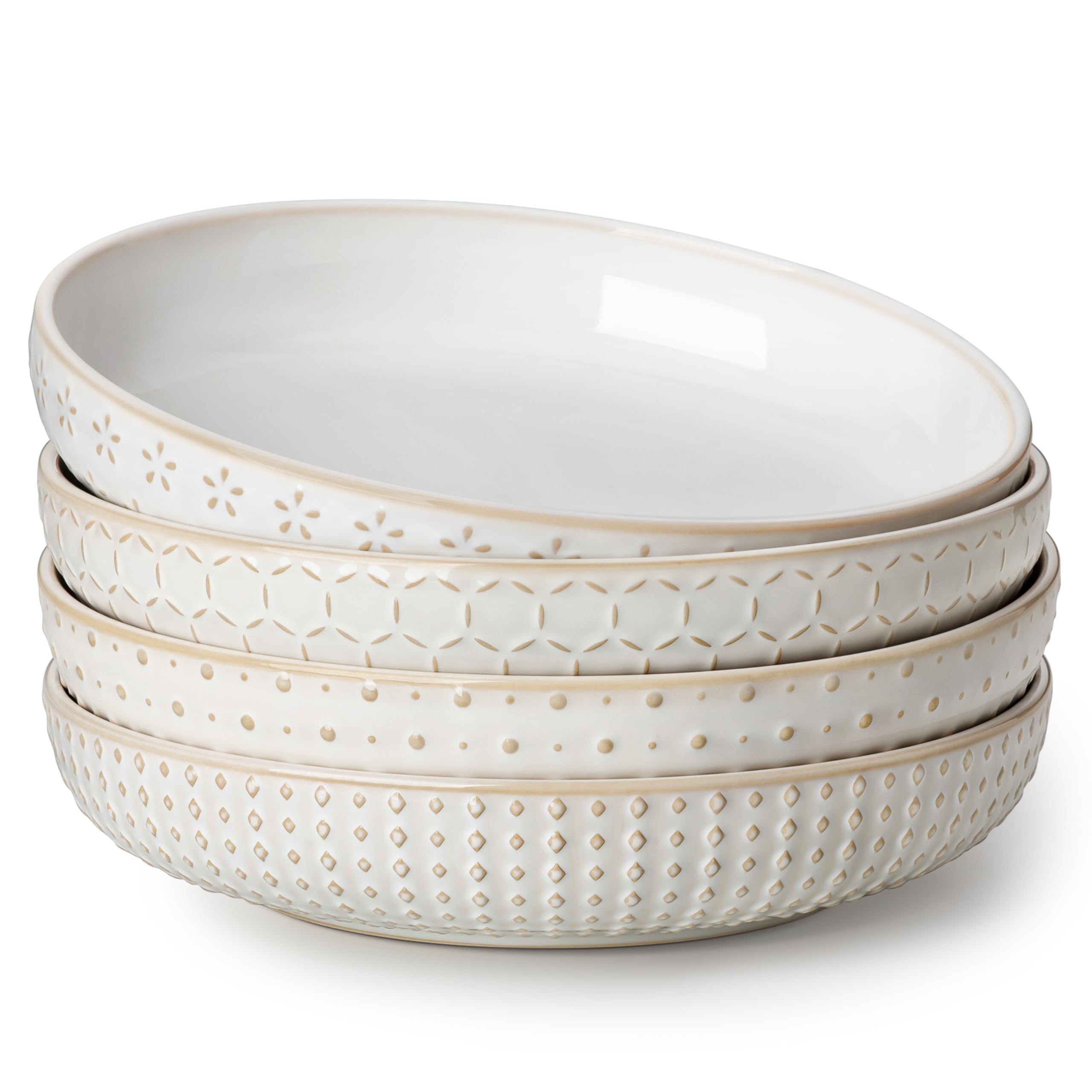 MALACASA LYDIA pasta bowls with relief design elevate table setting