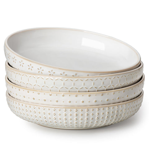 MALACASA LYDIA pasta bowls with relief design elevate table setting
