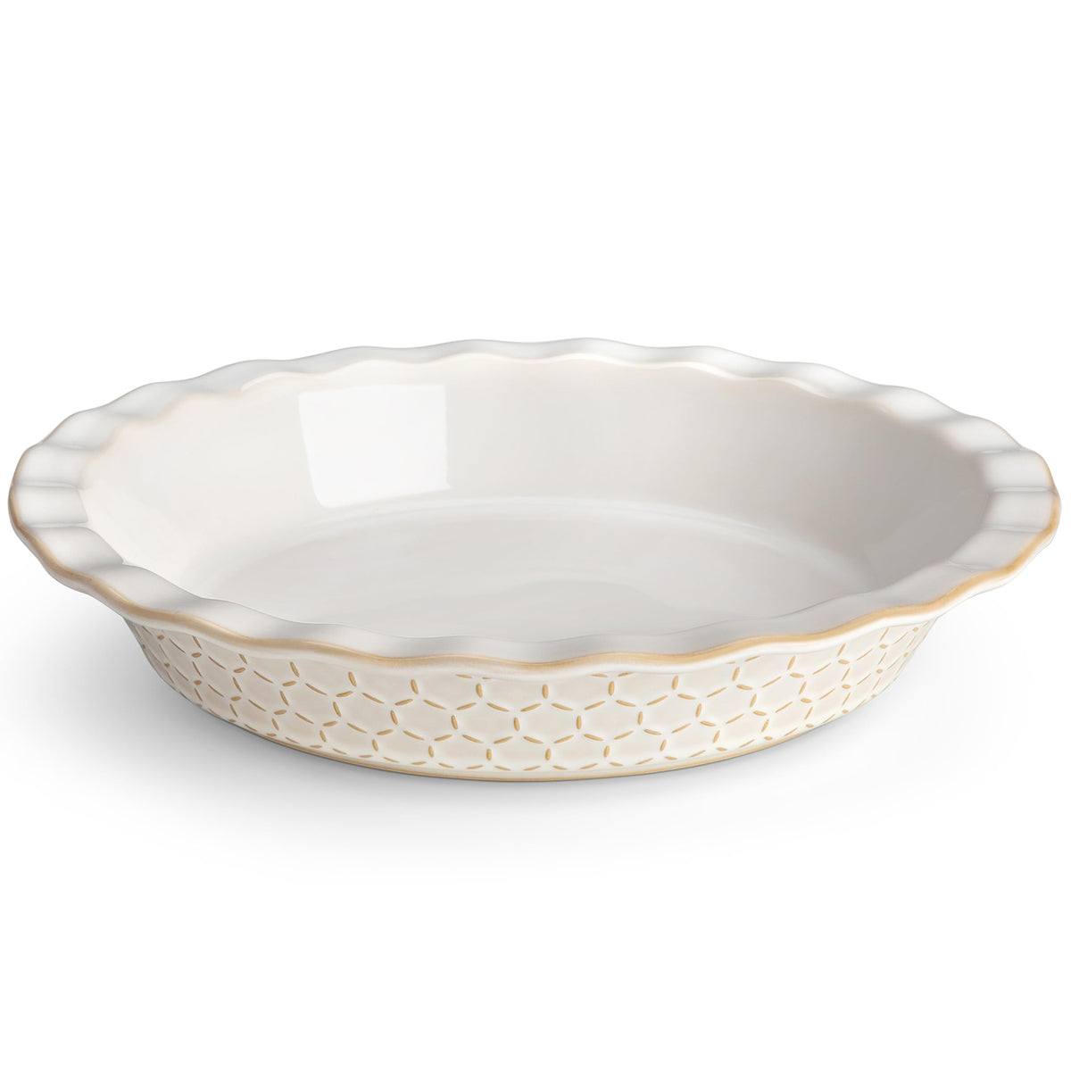 Malacasa Lydia pie pan with embossed hex pattern for stylish pies and even browning.