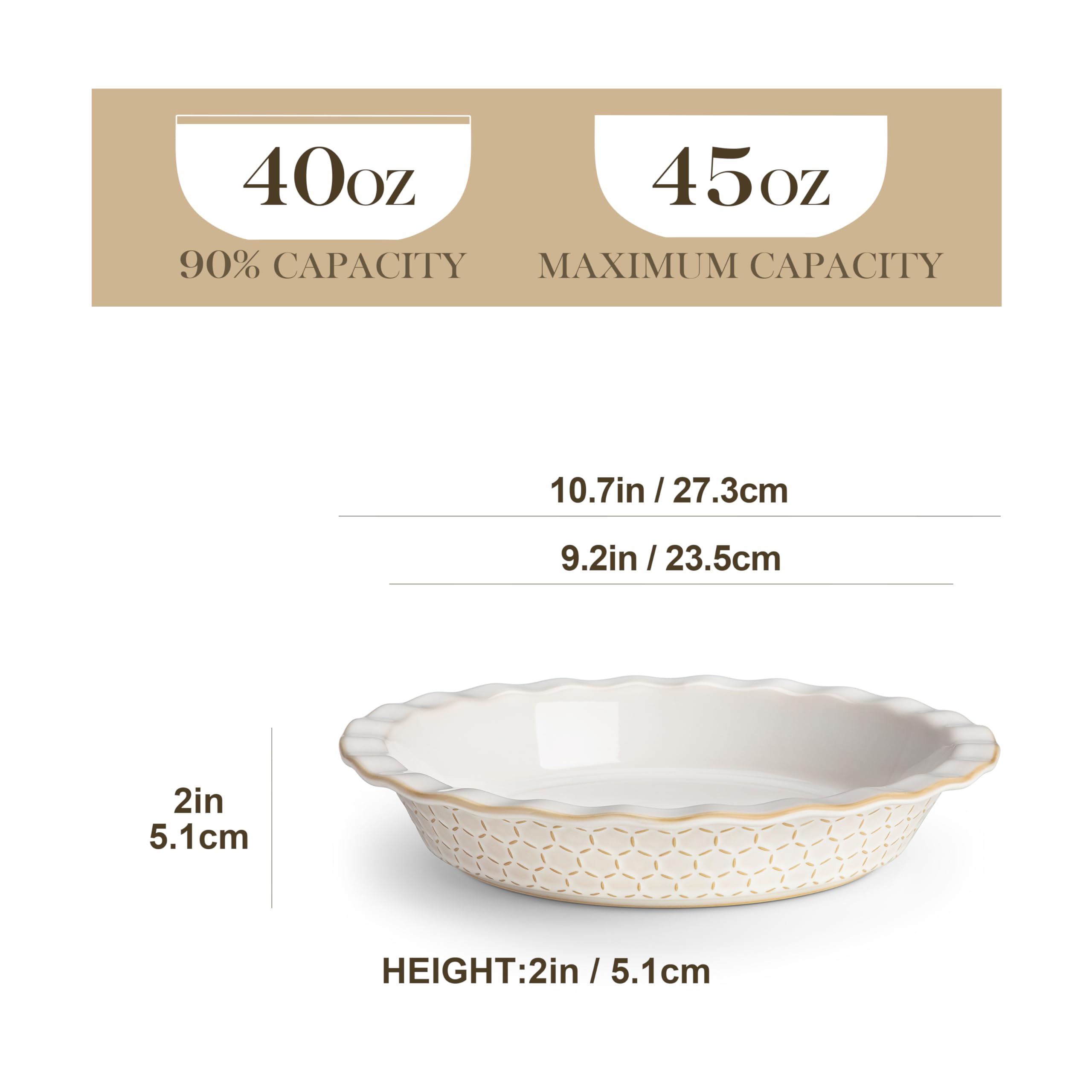 Close-up of fluted rim on Malacasa Lydia pie pan for a classic artisanal look.