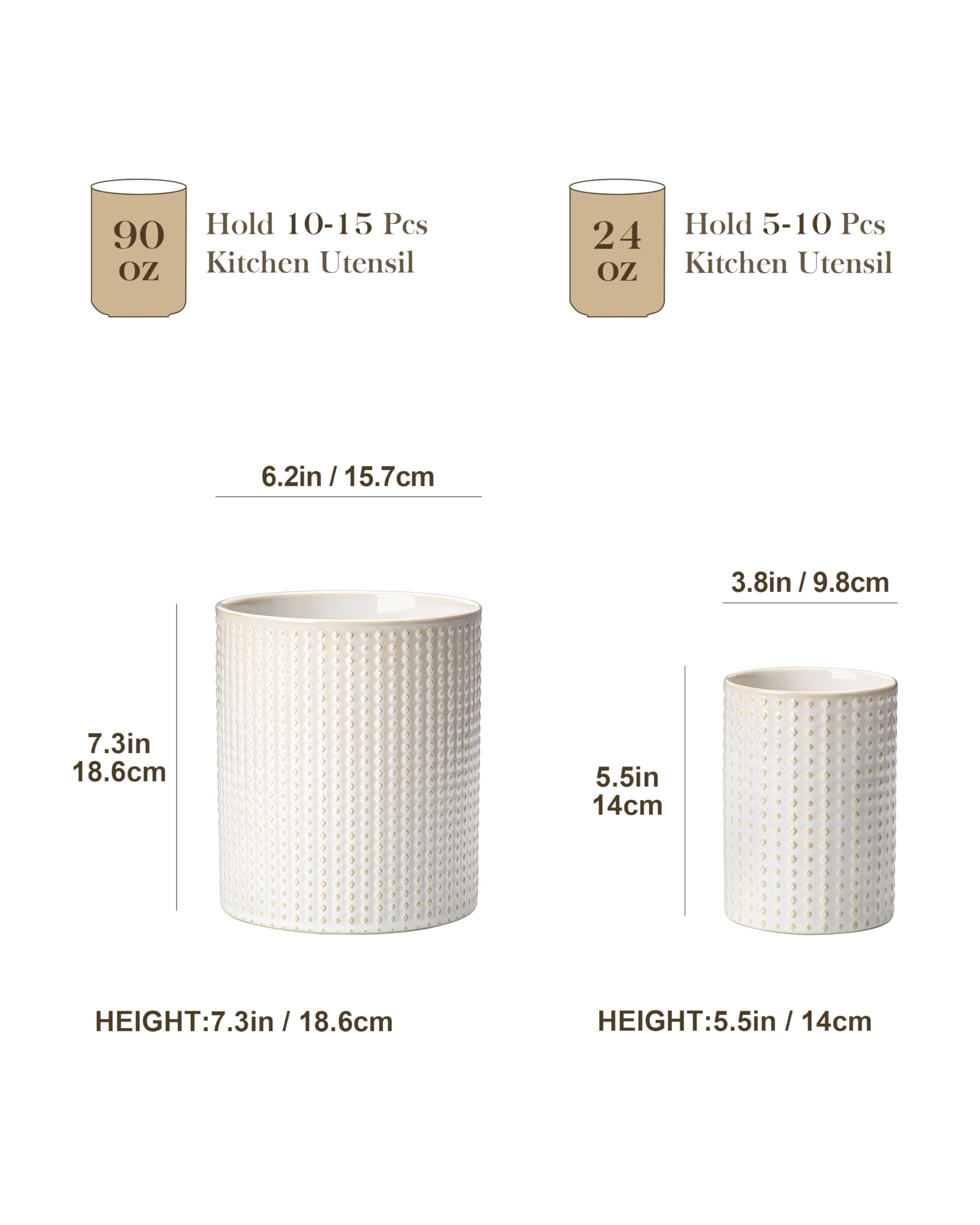 MALACASA Lydia small ceramic utensil crock ideal for compact spaces