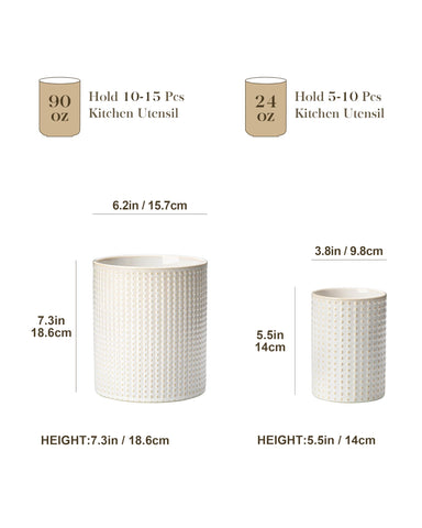 MALACASA Lydia small ceramic utensil crock ideal for compact spaces