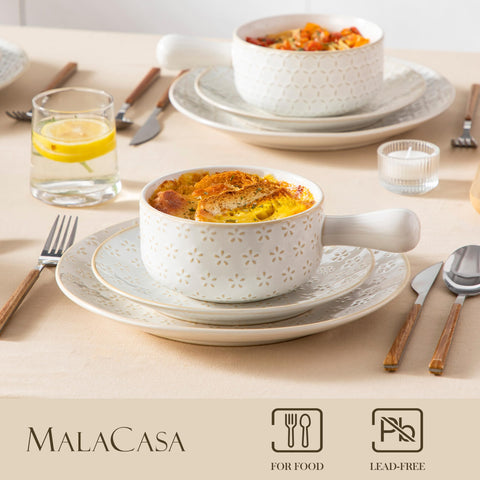 MALACASA Lydia soup bowl with two holes handle design for easy drainage