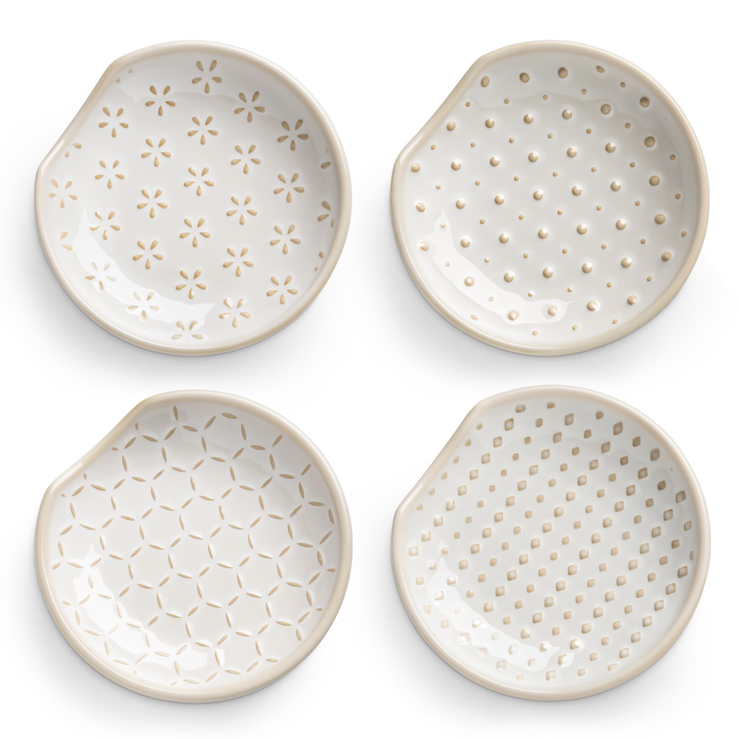MALACASA LYDIA four pack spoon rests on a counter for tidy cooking.