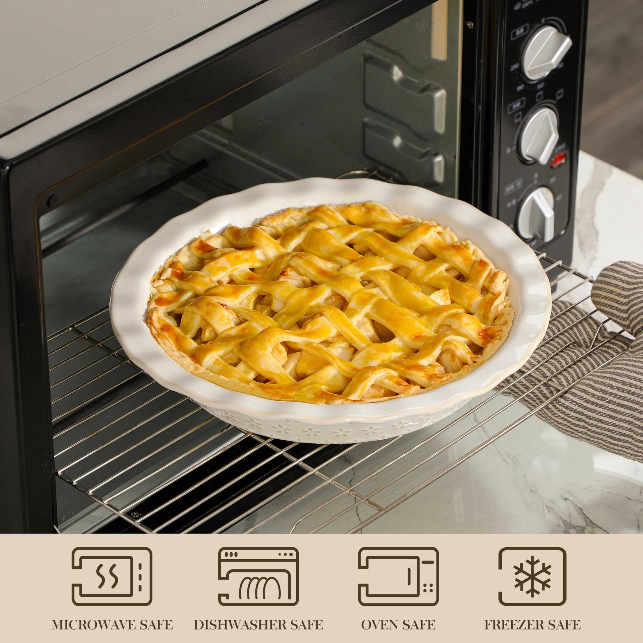 MALACASA Lydia stoneware construction ensures durability and safe baking.