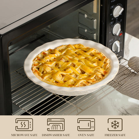 MALACASA Lydia stoneware construction ensures durability and safe baking.