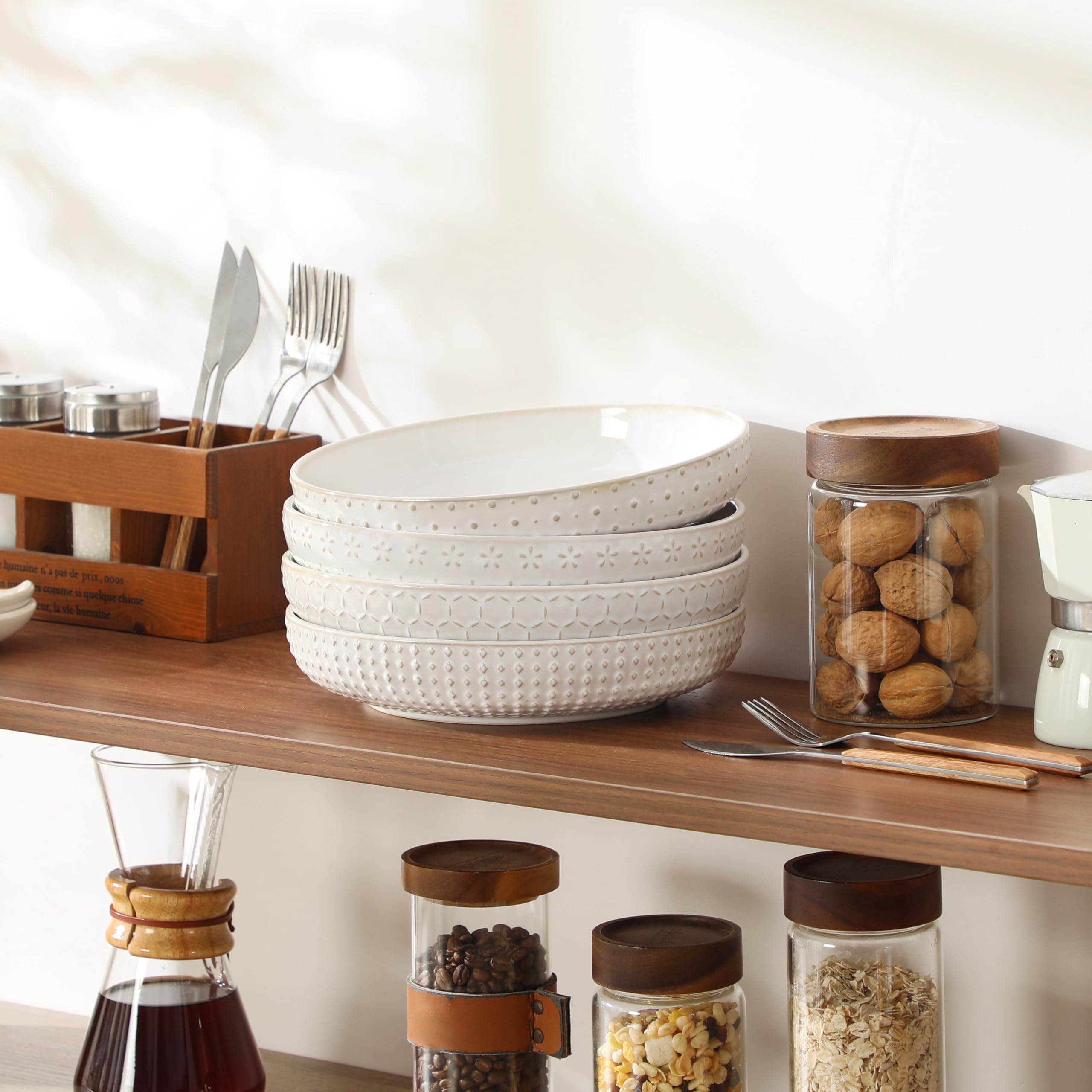 MALACASA LYDIA white ceramic finish complements meals