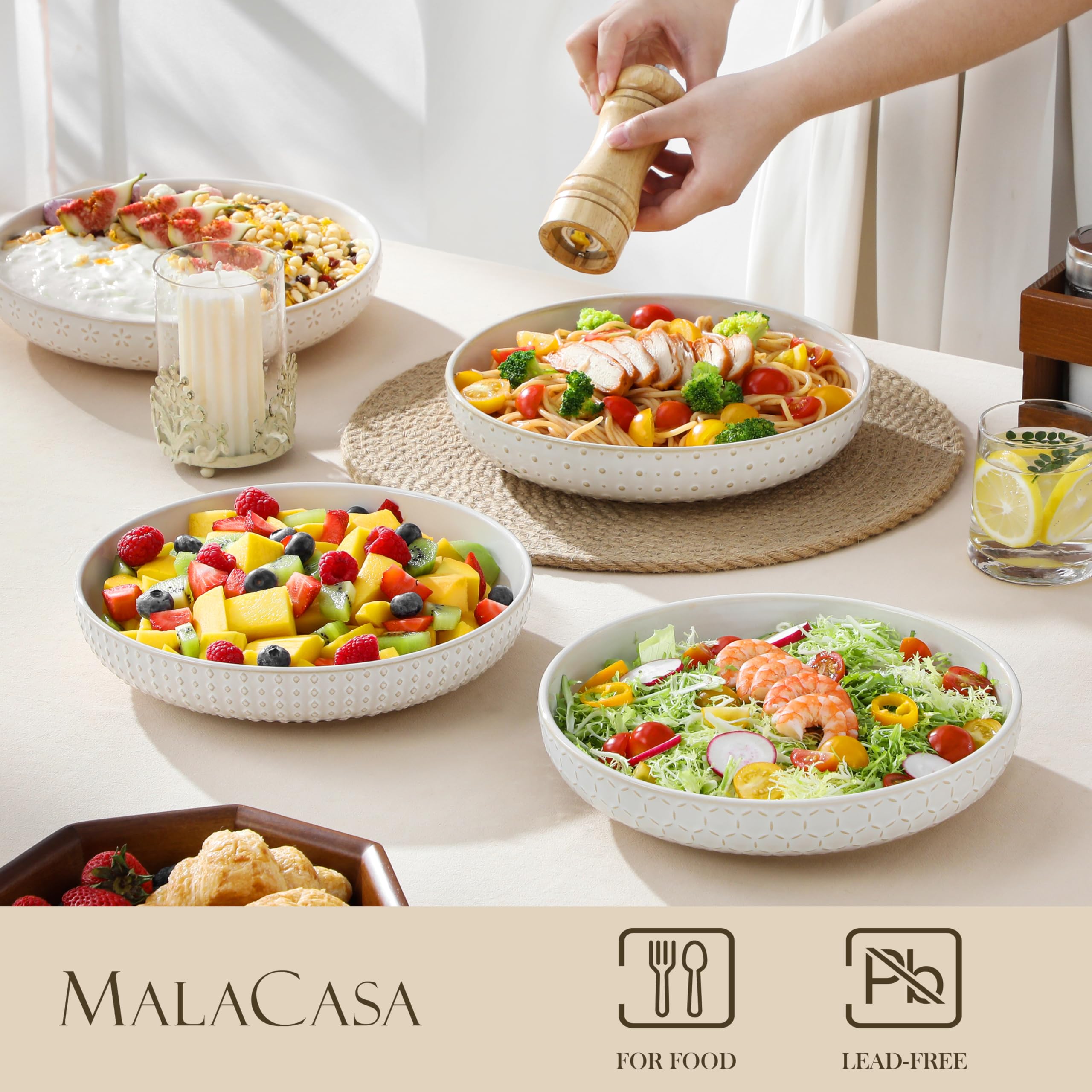 MALACASA LYDIA wide shallow design for easy tossing and serving