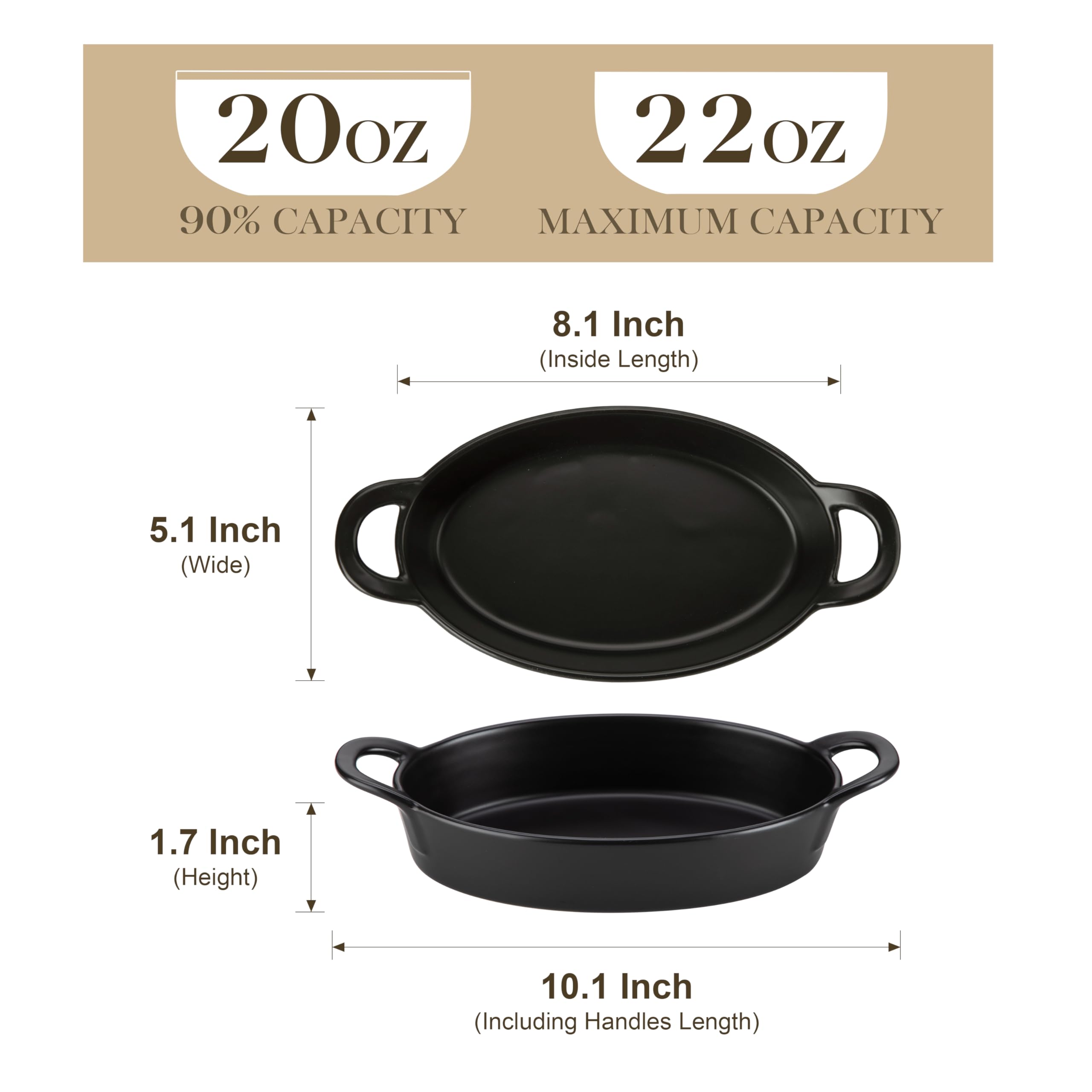 MALACASA matte black oval baking dish for stylish serving.