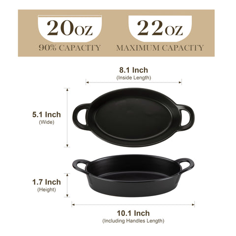 MALACASA matte black oval baking dish for stylish serving.