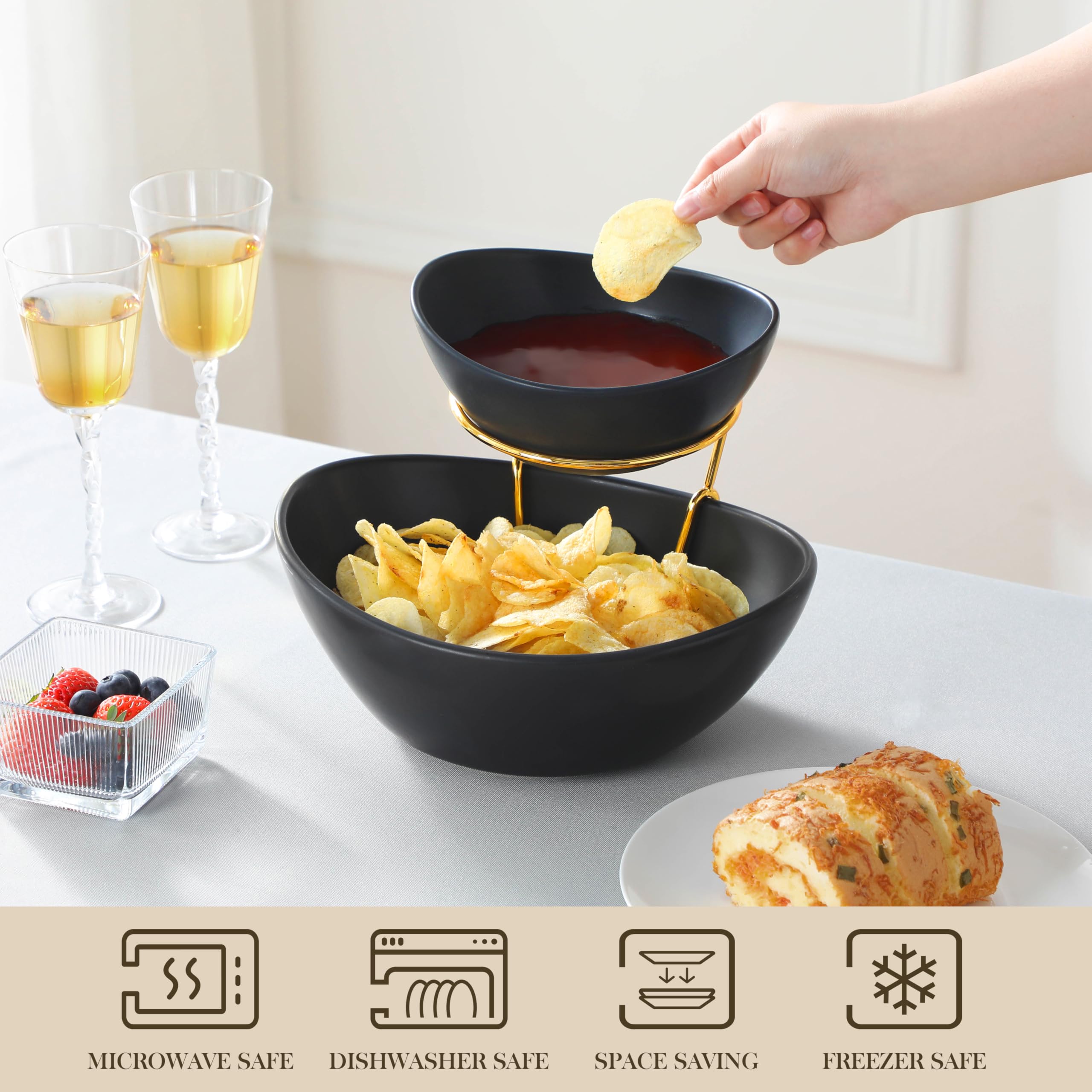 MALACASA metal stand adds elegant height to appetizers