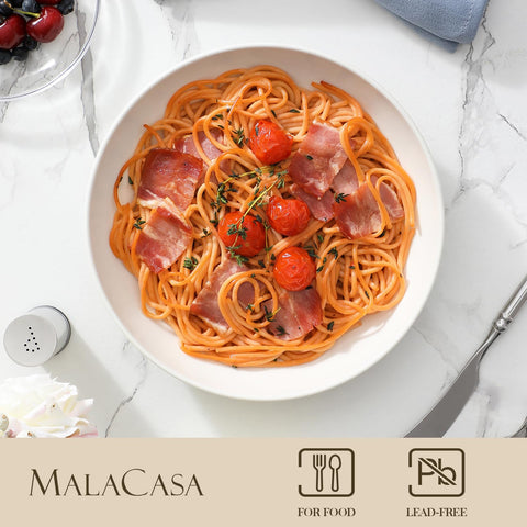 MALACASA bowls safe for microwave and dishwasher use for easy reheating and cleaning.