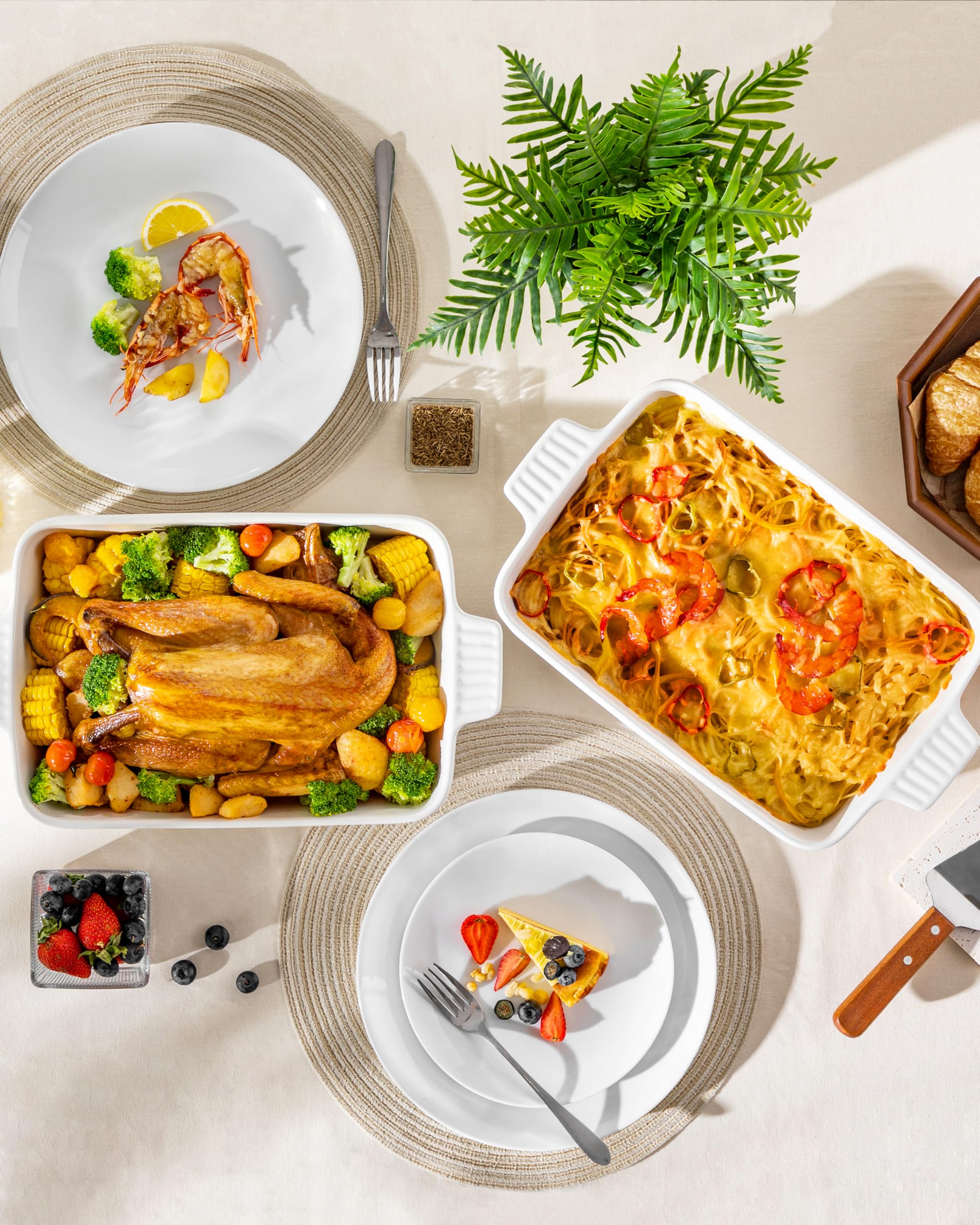MALACASA microwave-safe ceramic pan for quick reheats in minutes.