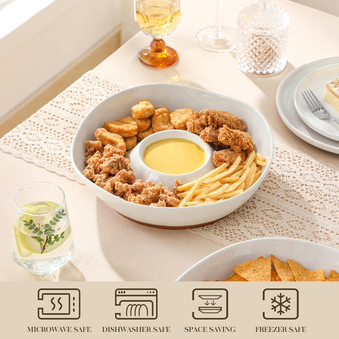 MALACASA microwave-safe ceramic tray with durable glaze that resists stains