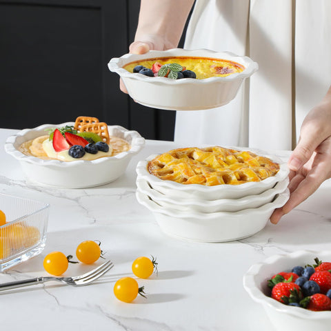 MALACASA mini pie pan safe in oven and microwave for versatile reheating.
