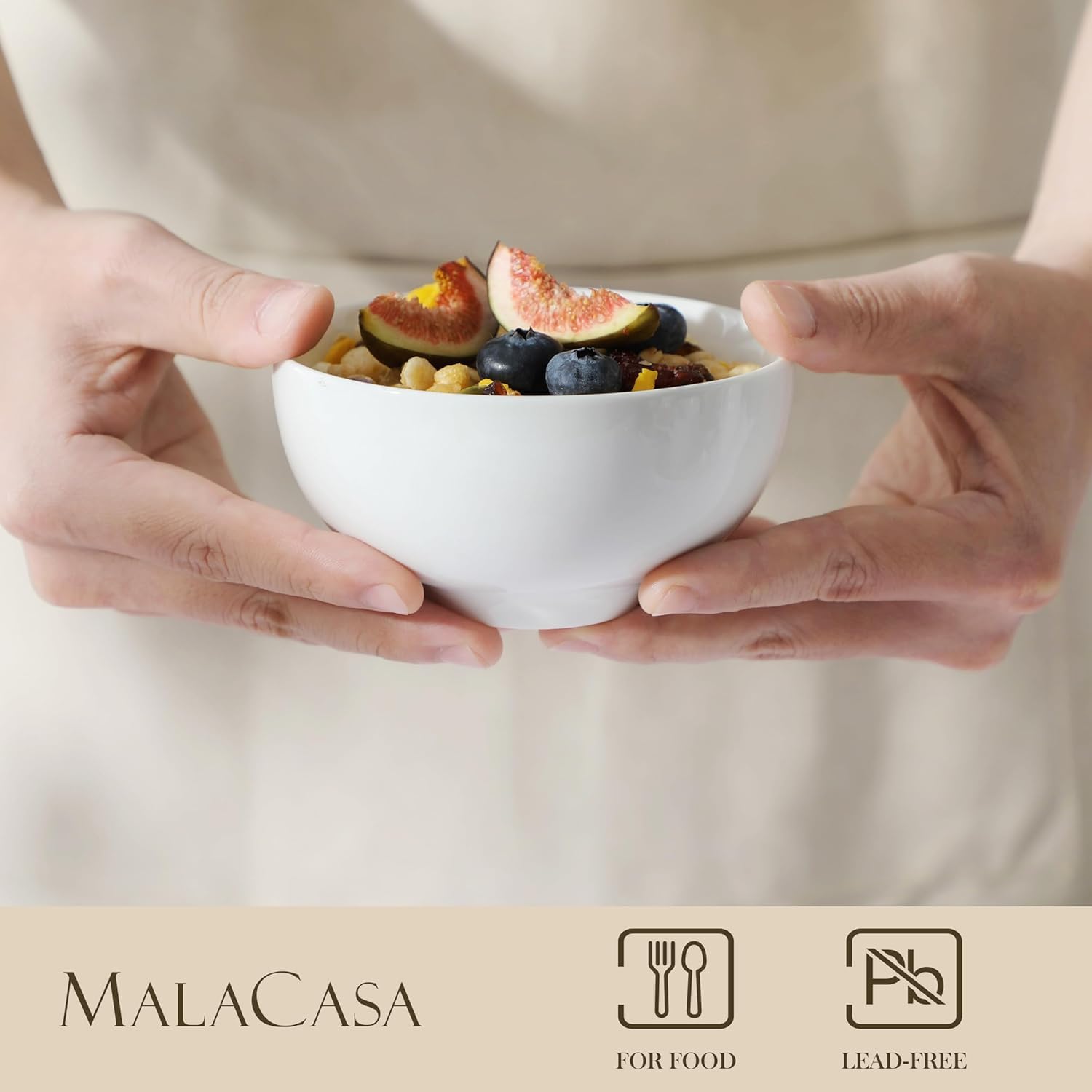 MALACASA multi-use ceramic bowls for sides, fruits, or meal prep.