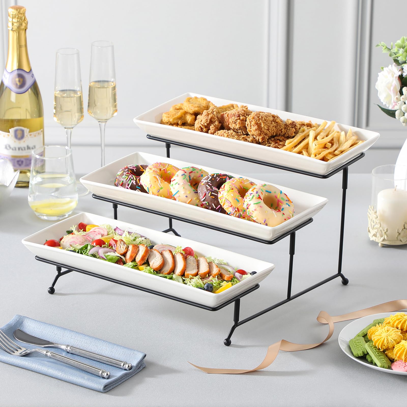 MALACASA multi-use platter fits appetizers, fruit, or cosmetics.