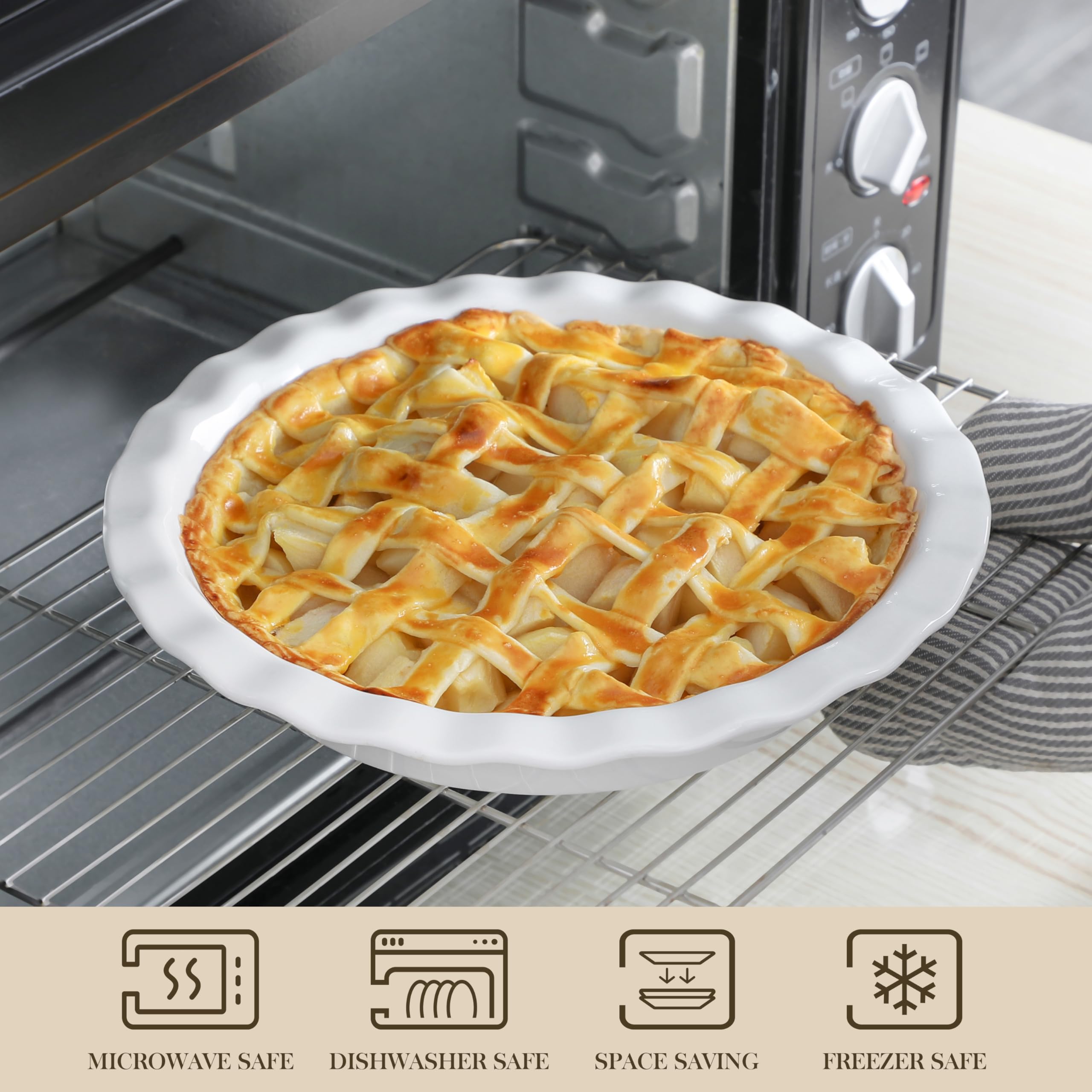 MALACASA non-stick pie plate for easy release and quick cleanup