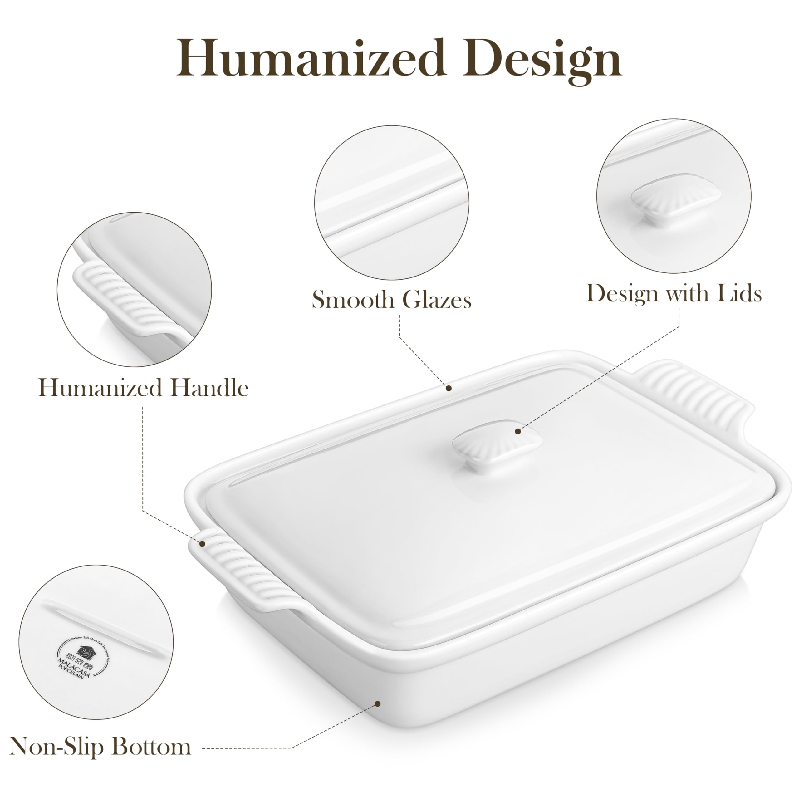 MALACASA oven and microwave safe bakeware for dinners and reheat