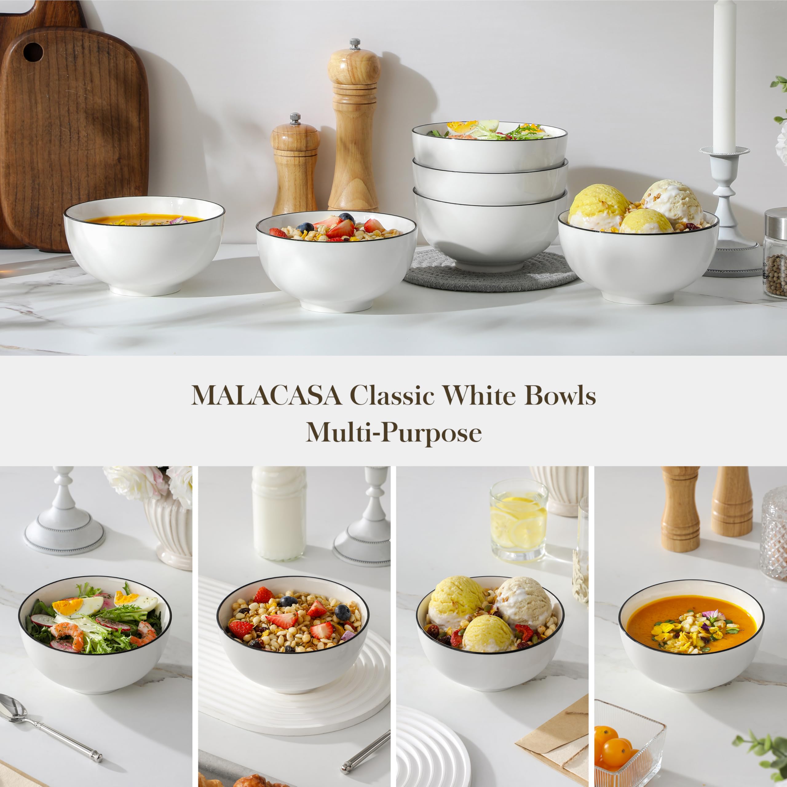 MALACASA bowls handle heat and cold, safe in the oven and freezer.
