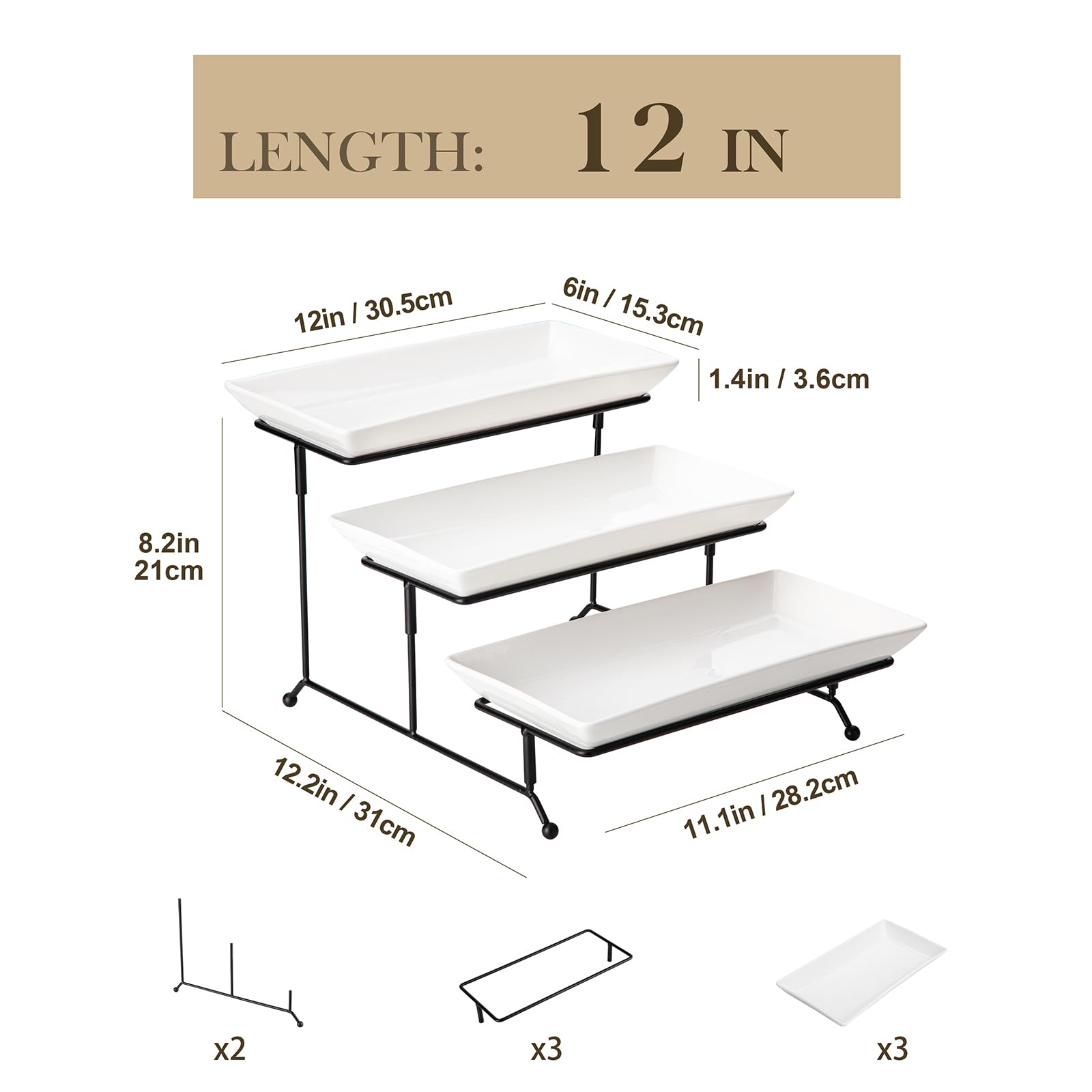 MALACASA porcelain 3-tier dessert stand showcasing level trays for parties.