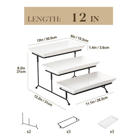 MALACASA porcelain 3-tier dessert stand showcasing level trays for parties.