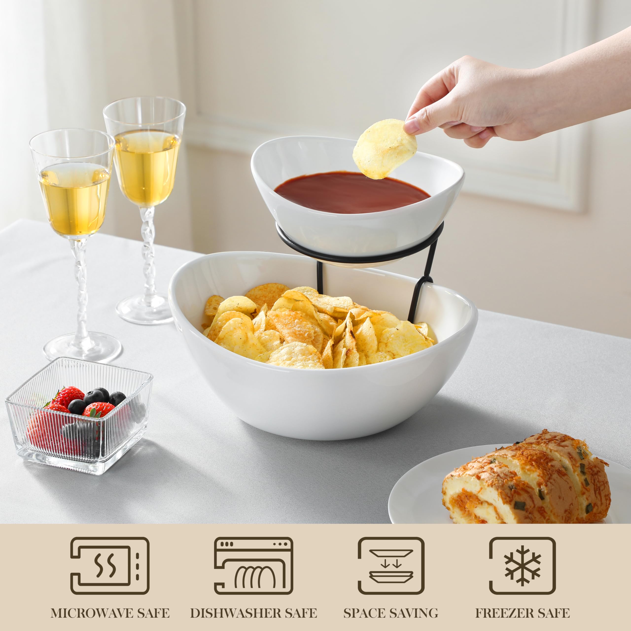 MALACASA porcelain construction ensures durability with a smooth, glossy finish.