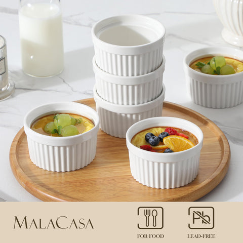 MALACASA ramekins with glidecoat glaze for easy cleaning after baking.