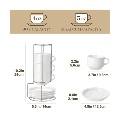 MALACASA porcelain espresso cups stacked to save space