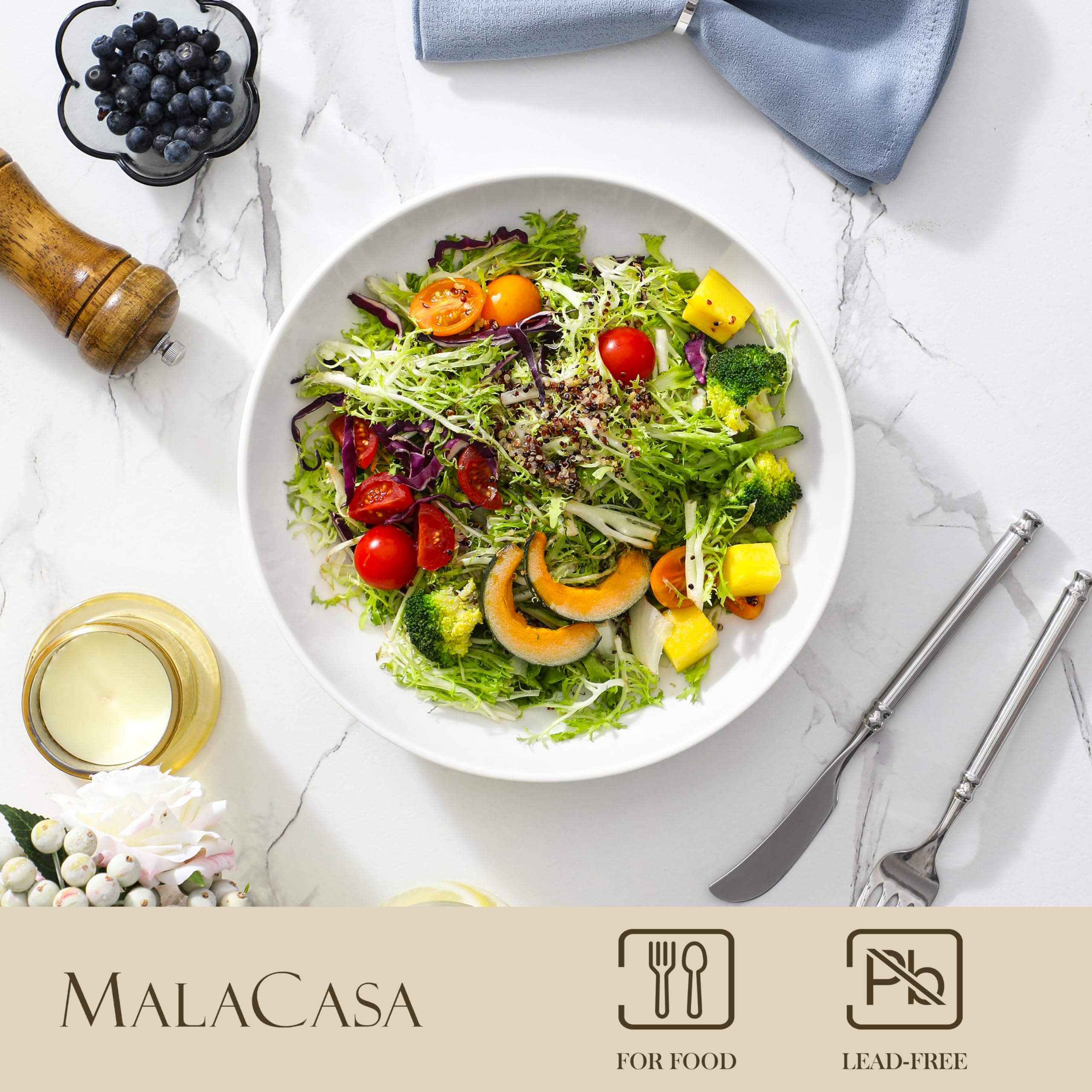 MALACASA porcelain serving bowls set on a modern table