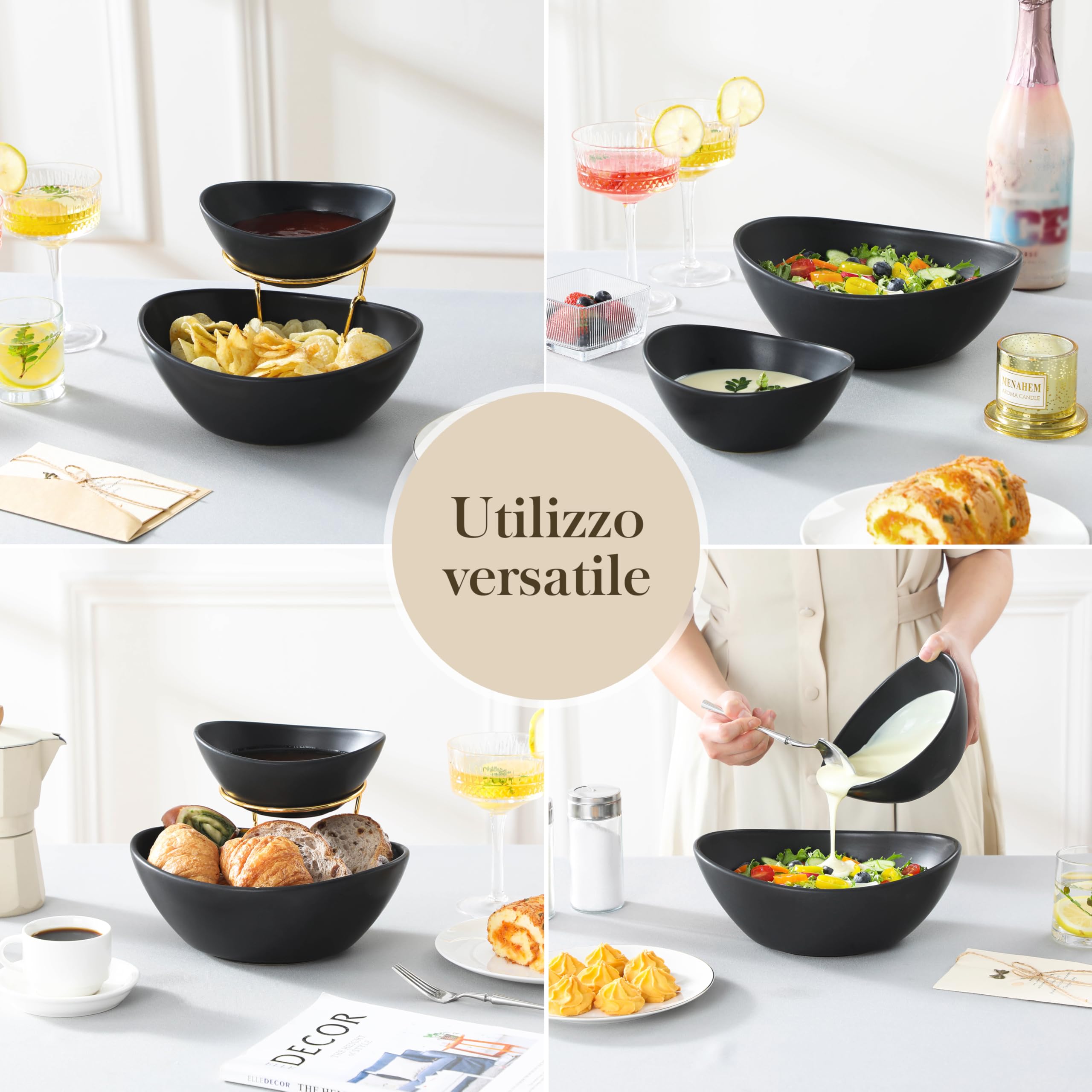 MALACASA porcelain serving bowls offer durability and refined style