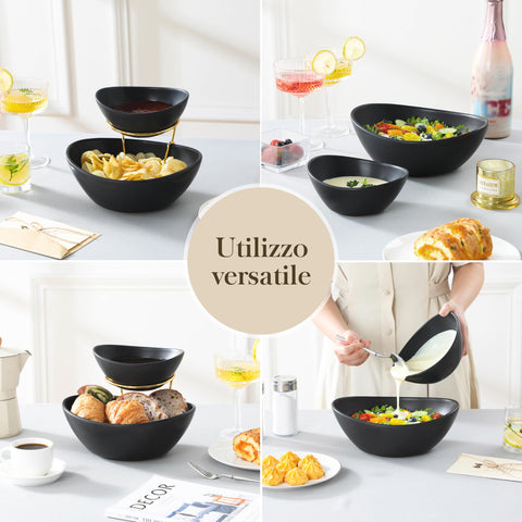 MALACASA porcelain serving bowls offer durability and refined style