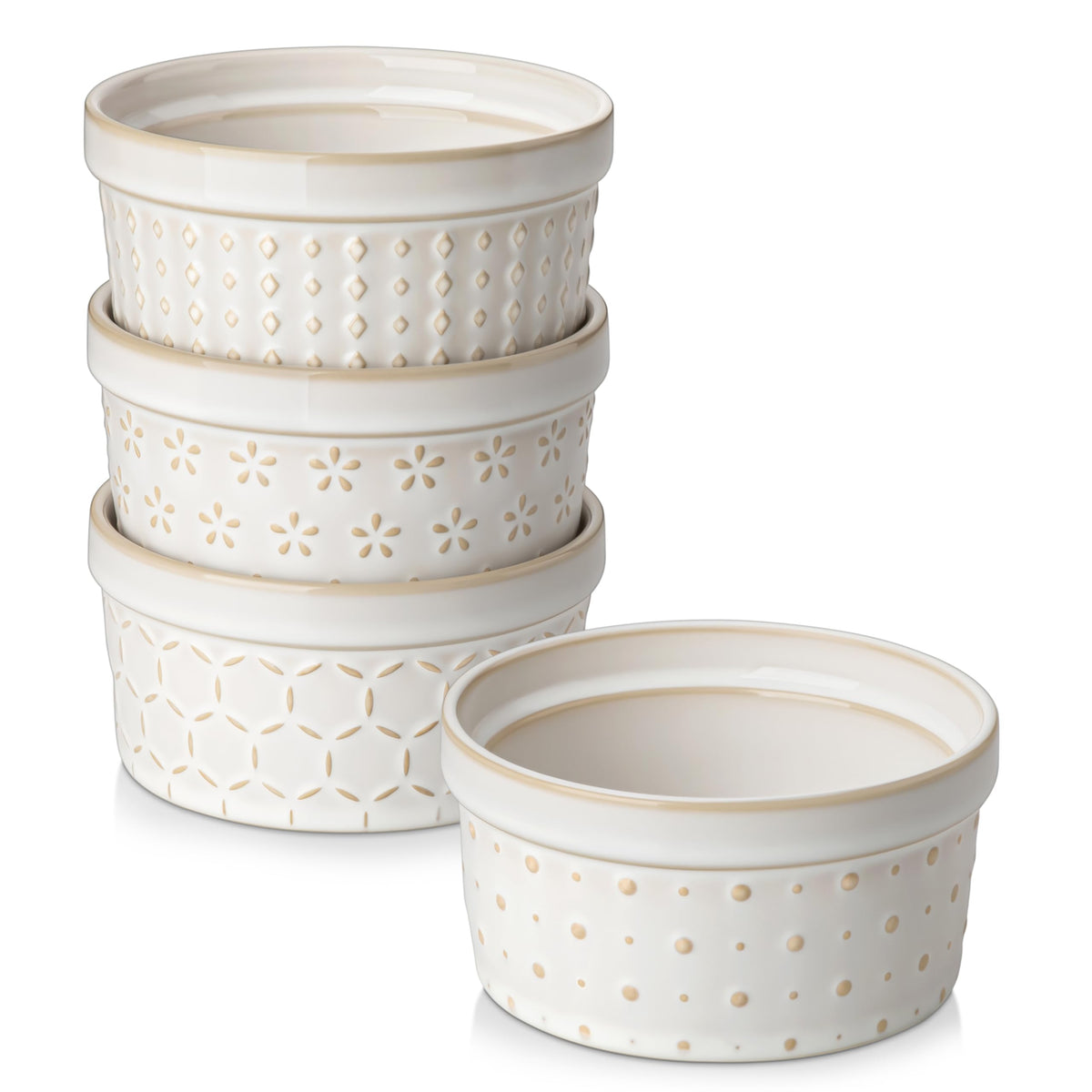 MALACASA 8oz Arctic White ramekins for individual desserts at home