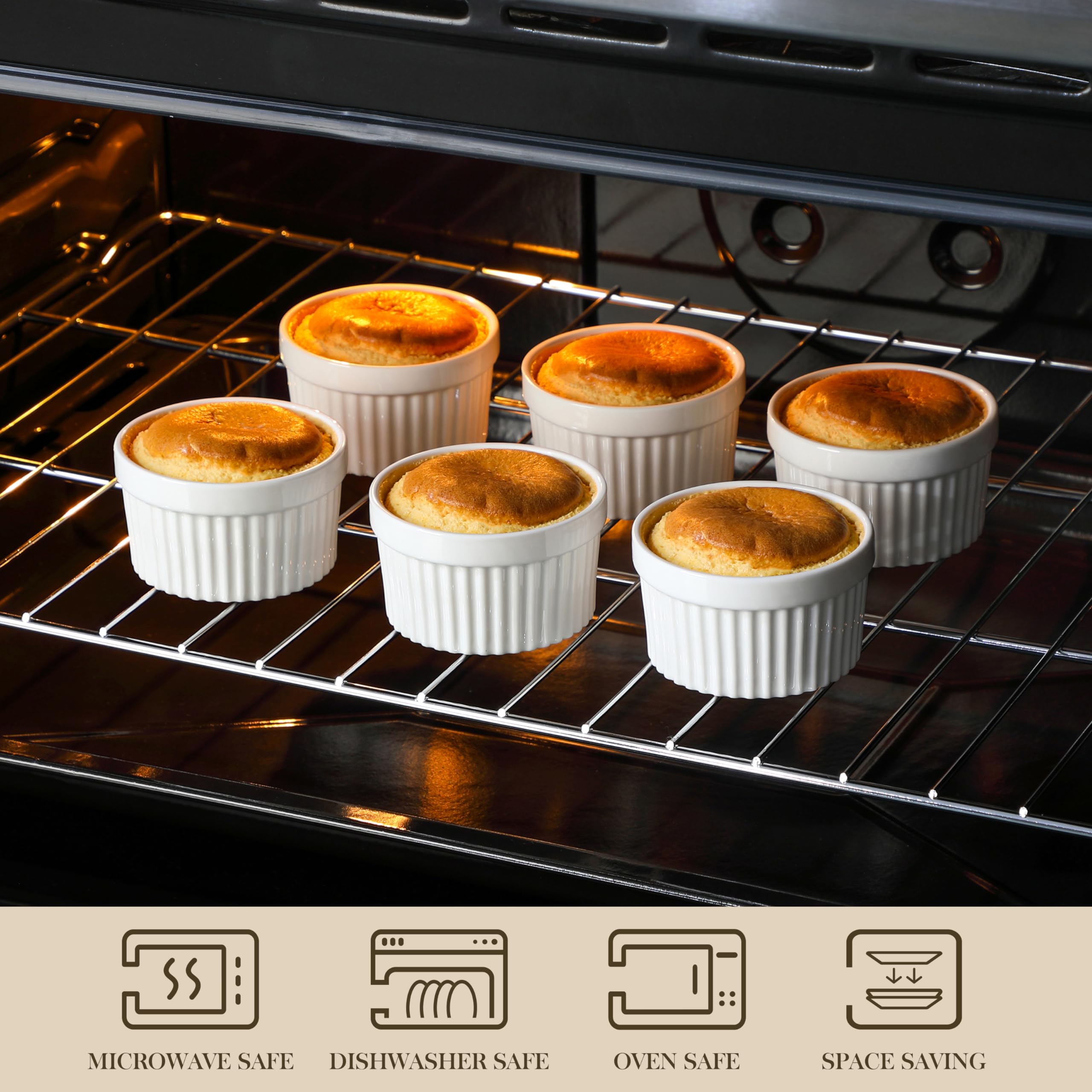MALACASA ramekins with dishwasher-safe finish for quick cleanup.