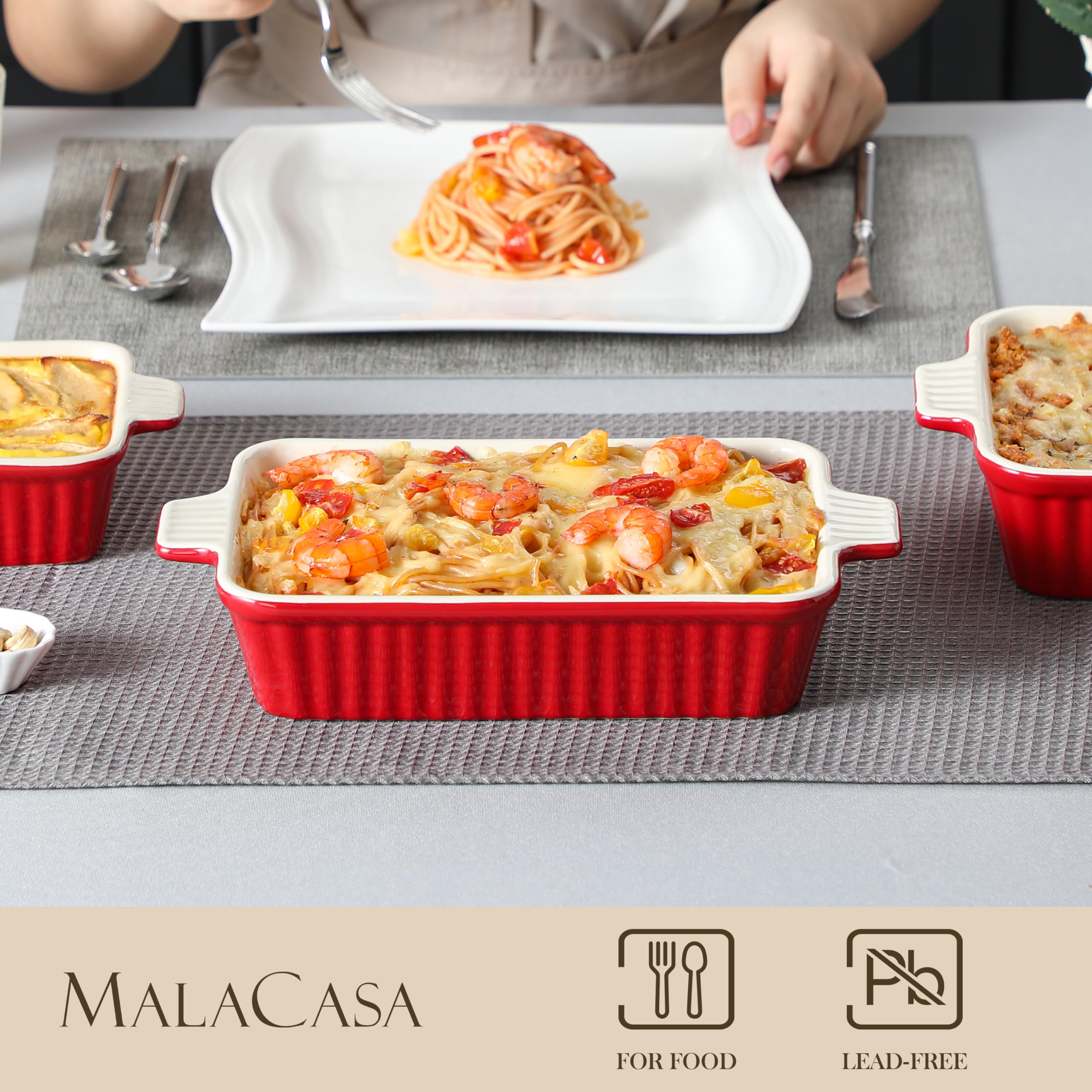 MALACASA rectangular baking dish with easy-lift handles