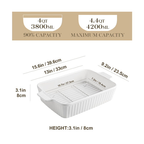 MALACASA rectangular lasagna pan 9x13 ready for family meals.