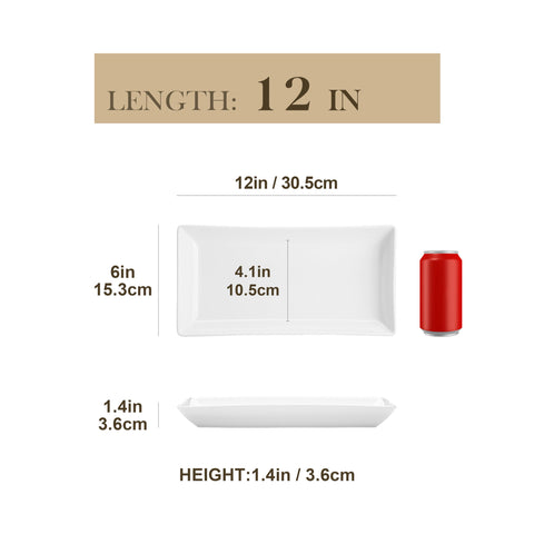 MALACASA rectangular white porcelain trays highlight food with elegance.