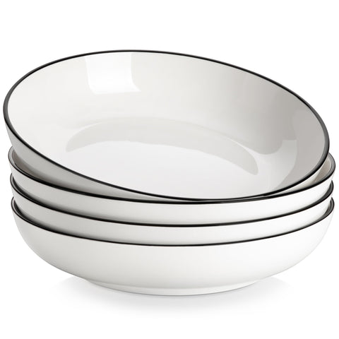 MALACASA 10-inch pasta bowls with 56 oz capacity for hearty servings.