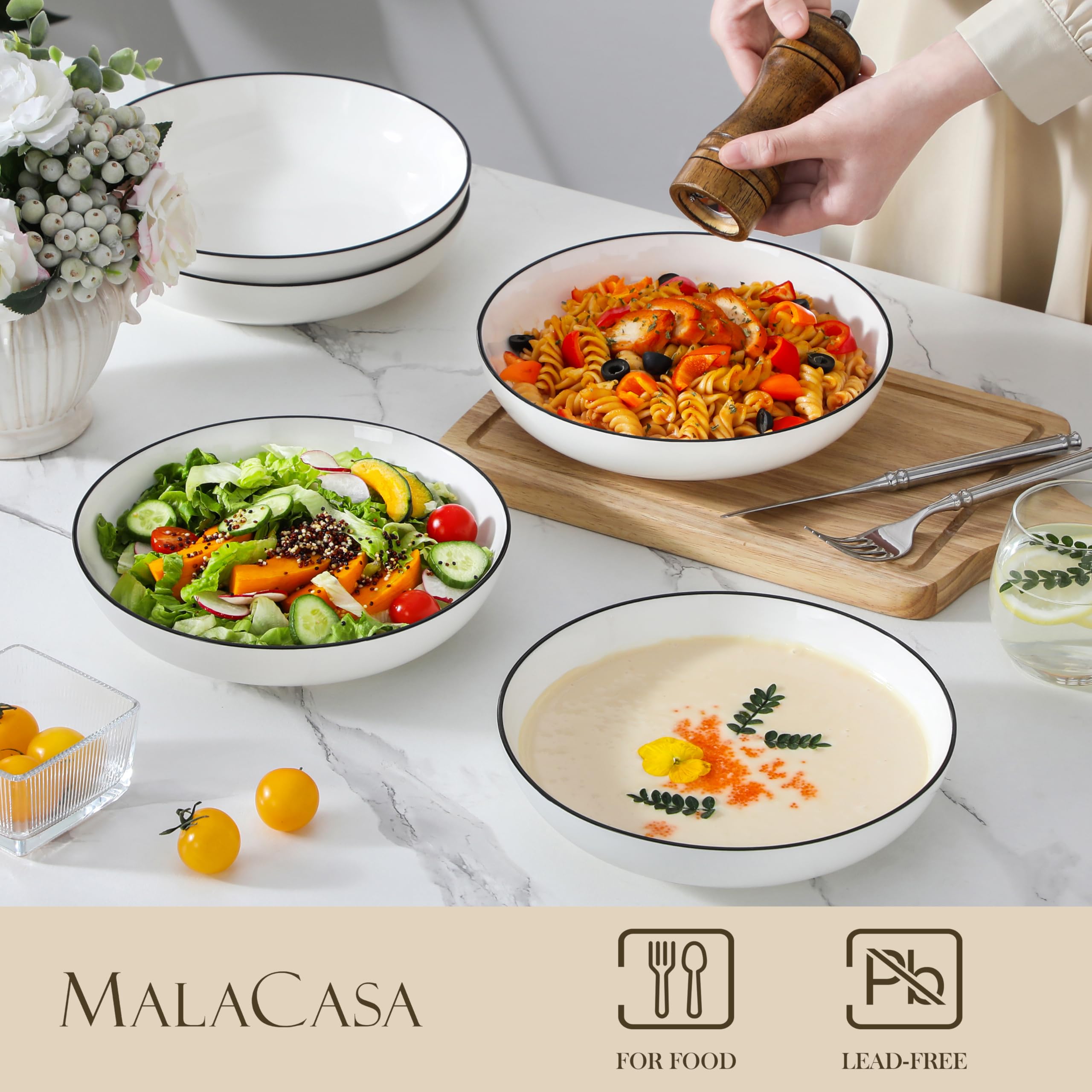 MALACASA porcelain with glossy glaze highlights durable non-toxic finish