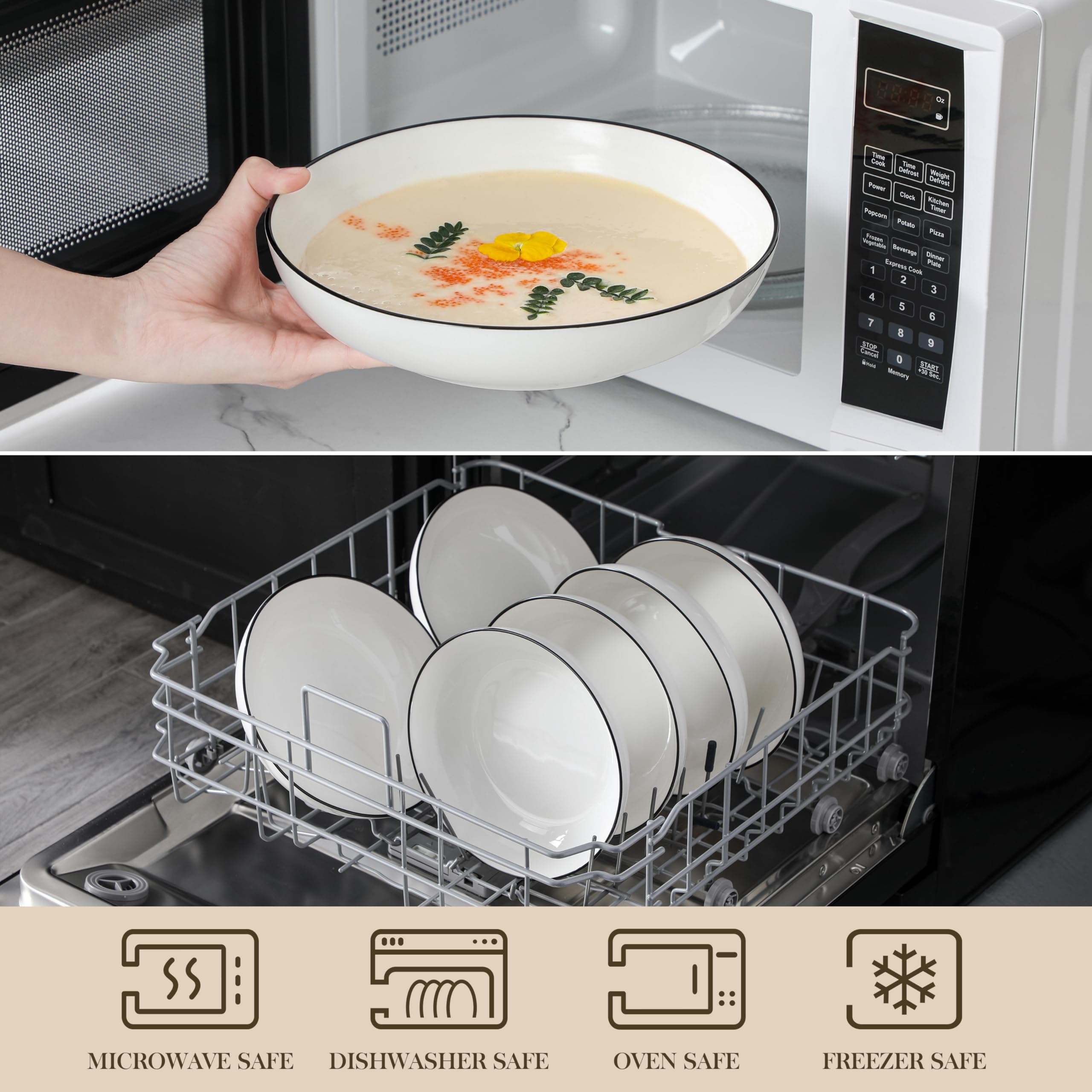 MALACASA wide shallow design prevents spills during meals